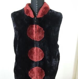 Black and Red Fuzzy Vest